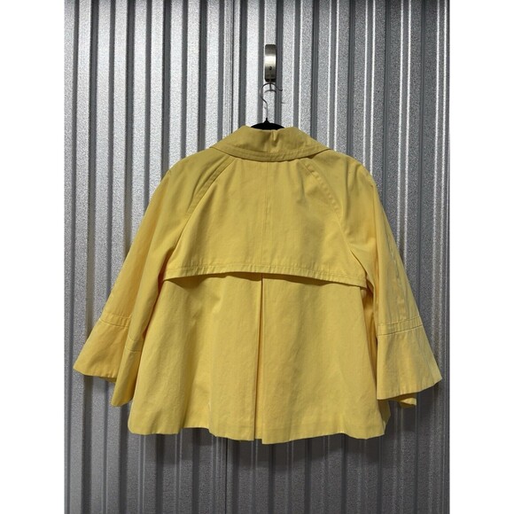Style & Co Women's Yellow Cotton Blend 3/4 Sleeve Pea Coat Button Front L Jacket - Picture 8 of 9